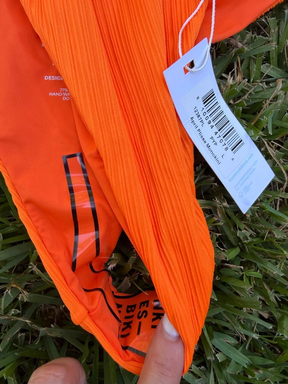 Frankies Bikinis April Plissé Monokini One Piece Papaya NWT Large $190